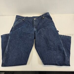 Wrangler Carpenter Jeans Dark Wash Mens 38x32 Relaxed Fit Denim Workwear